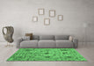 Machine Washable Oriental Emerald Green Traditional Area Rugs in a Living Room,, wshabs4107emgrn