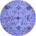 Round Oriental Blue Traditional Rug, abs4107blu