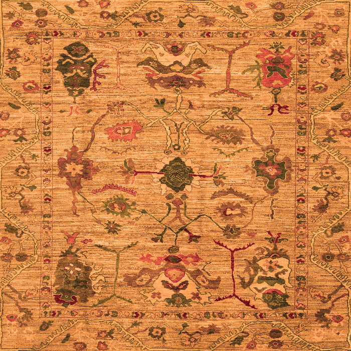 Square Machine Washable Oriental Orange Traditional Area Rugs, wshabs4107org