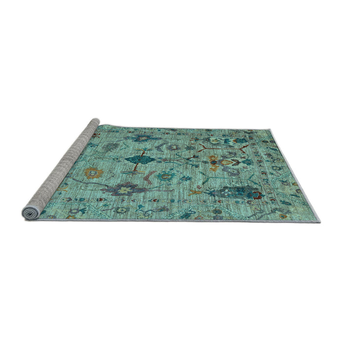 Sideview of Machine Washable Oriental Light Blue Traditional Rug, wshabs4107lblu