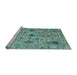 Sideview of Machine Washable Oriental Light Blue Traditional Rug, wshabs4107lblu