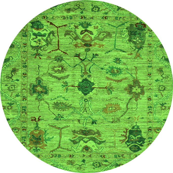 Round Oriental Green Traditional Rug, abs4107grn