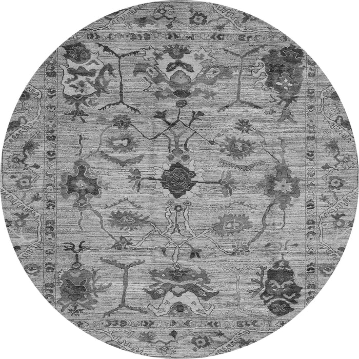 Round Oriental Gray Traditional Rug, abs4107gry