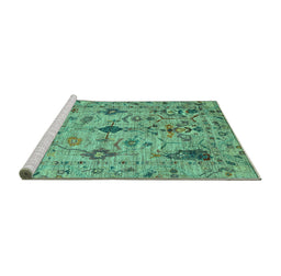 Sideview of Machine Washable Oriental Turquoise Traditional Area Rugs, wshabs4107turq