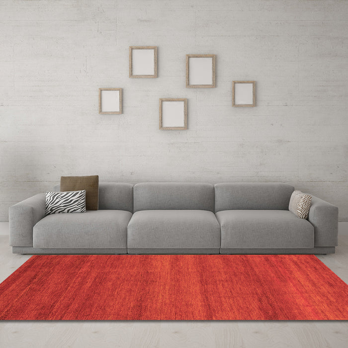 Machine Washable Abstract Orange Modern Area Rugs in a Living Room, wshabs4108org