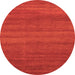 Round Machine Washable Abstract Orange Modern Area Rugs, wshabs4108org