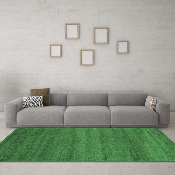 Machine Washable Abstract Emerald Green Modern Area Rugs in a Living Room,, wshabs4108emgrn