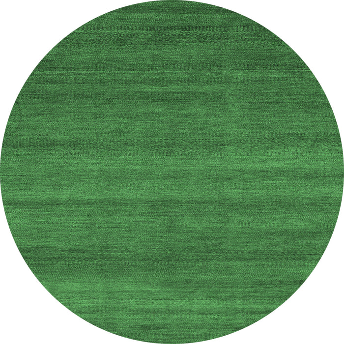 Round Machine Washable Abstract Emerald Green Modern Area Rugs, wshabs4108emgrn