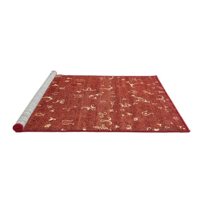 Sideview of Machine Washable Abstract Bright Orange Rug, wshabs4109