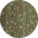 Round Abstract Turquoise Modern Rug, abs4109turq