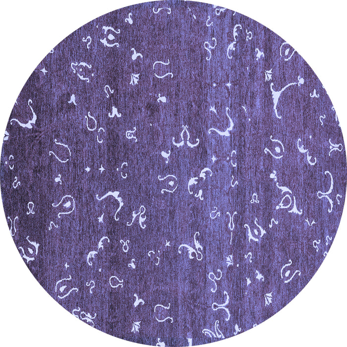 Round Machine Washable Abstract Blue Modern Rug, wshabs4109blu
