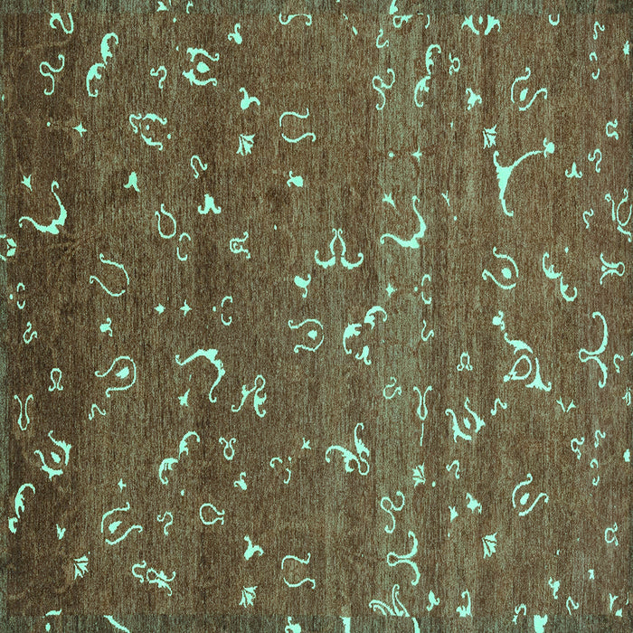 Square Machine Washable Abstract Turquoise Modern Area Rugs, wshabs4109turq