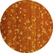 Round Abstract Yellow Modern Rug, abs4109yw