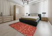 Abstract Bright Orange Modern Rug in a Bedroom, abs4109