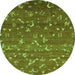 Round Machine Washable Abstract Green Modern Area Rugs, wshabs4109grn