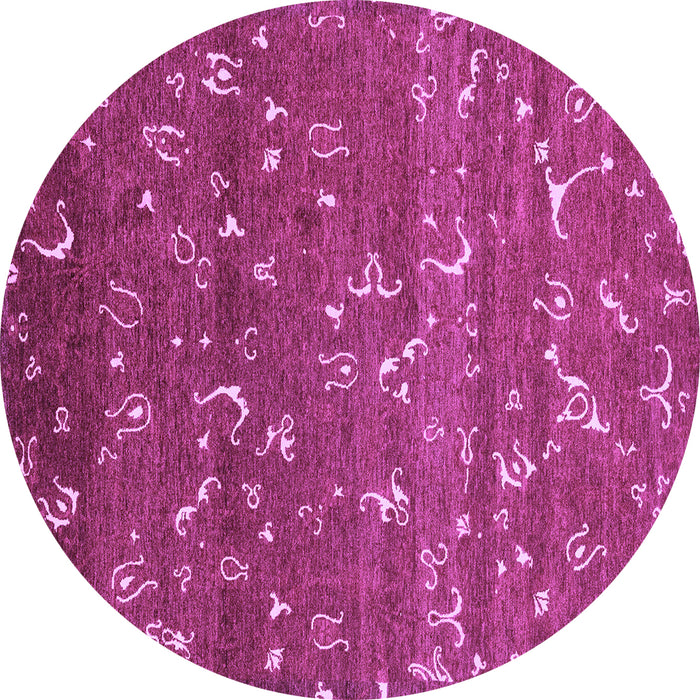 Round Machine Washable Abstract Purple Modern Area Rugs, wshabs4109pur