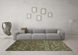 Machine Washable Abstract Turquoise Modern Area Rugs in a Living Room,, wshabs4109turq