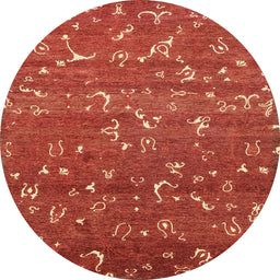 Round Abstract Bright Orange Modern Rug, abs4109
