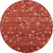 Round Abstract Bright Orange Modern Rug, abs4109