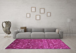 Machine Washable Abstract Purple Modern Area Rugs in a Living Room, wshabs4109pur