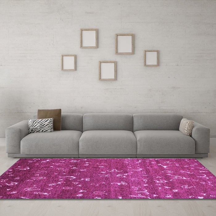 Machine Washable Abstract Purple Modern Area Rugs in a Living Room, wshabs4109pur