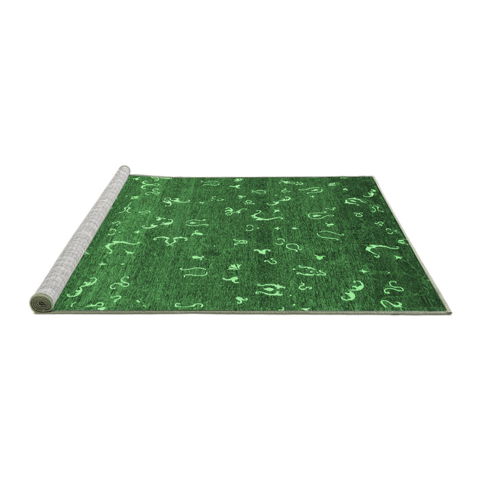 Sideview of Machine Washable Abstract Emerald Green Modern Area Rugs, wshabs4109emgrn
