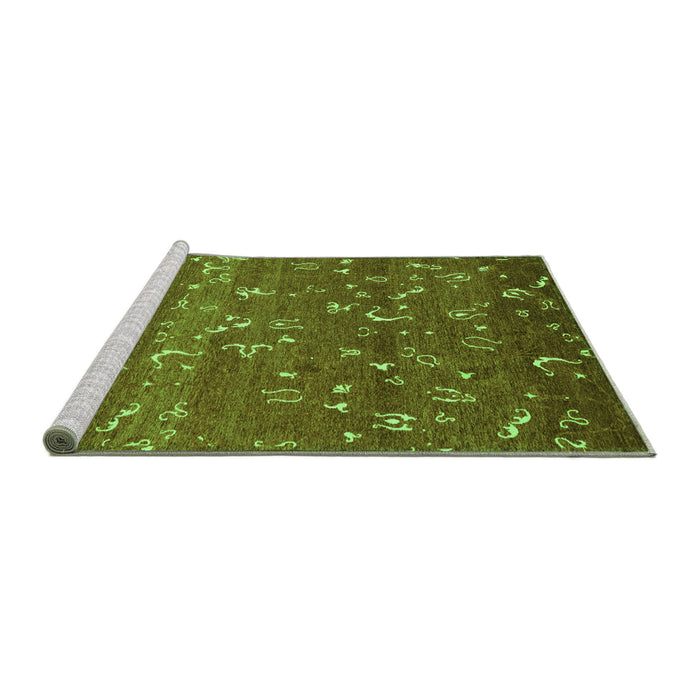 Sideview of Machine Washable Abstract Green Modern Area Rugs, wshabs4109grn