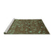 Sideview of Machine Washable Abstract Turquoise Modern Area Rugs, wshabs4109turq