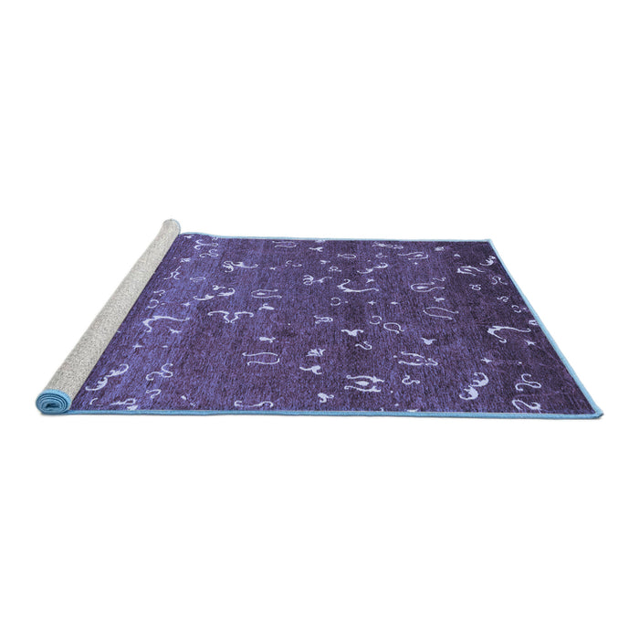 Sideview of Machine Washable Abstract Blue Modern Rug, wshabs4109blu