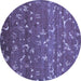 Round Abstract Blue Modern Rug, abs4109blu