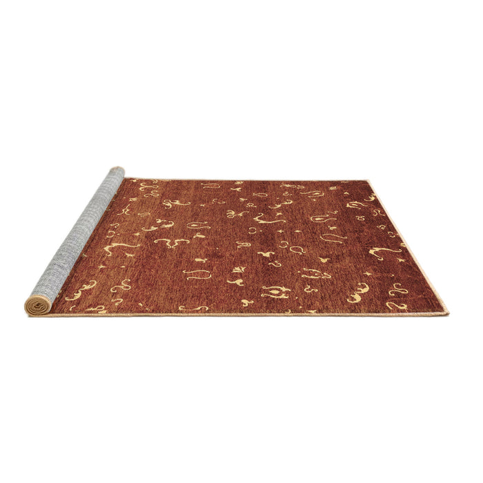 Sideview of Machine Washable Abstract Brown Modern Rug, wshabs4109brn