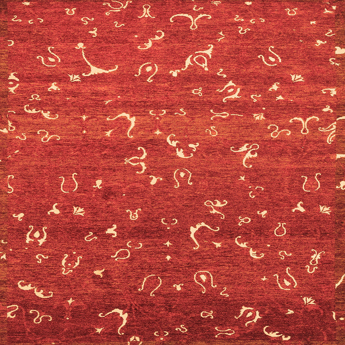 Square Machine Washable Abstract Orange Modern Area Rugs, wshabs4109org