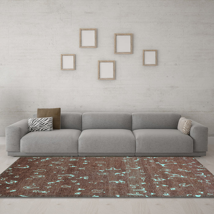 Machine Washable Abstract Light Blue Modern Rug in a Living Room, wshabs4109lblu