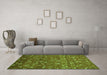 Machine Washable Abstract Green Modern Area Rugs in a Living Room,, wshabs4109grn