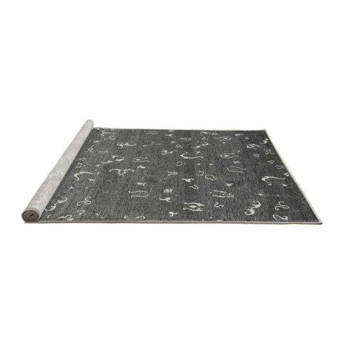 Sideview of Machine Washable Abstract Gray Modern Rug, wshabs4109gry