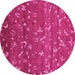 Round Machine Washable Abstract Pink Modern Rug, wshabs4109pnk