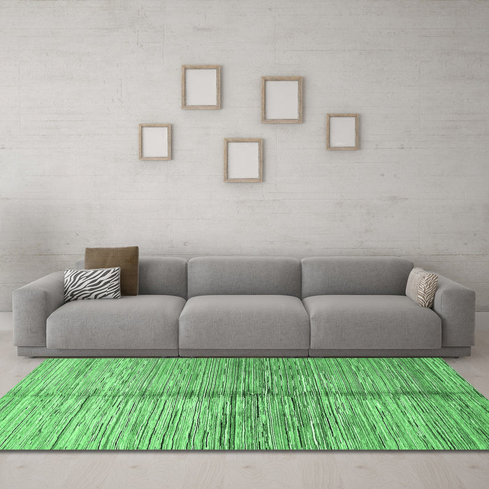 Machine Washable Abstract Emerald Green Modern Area Rugs in a Living Room,, wshabs410emgrn