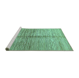 Sideview of Machine Washable Abstract Turquoise Modern Area Rugs, wshabs410turq
