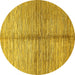 Round Machine Washable Abstract Yellow Modern Rug, wshabs410yw