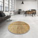 Round Machine Washable Abstract Chrome Gold Yellow Rug in a Office, wshabs410