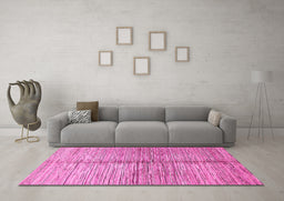 Machine Washable Abstract Pink Modern Rug in a Living Room, wshabs410pnk