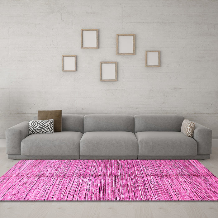 Machine Washable Abstract Pink Modern Rug in a Living Room, wshabs410pnk
