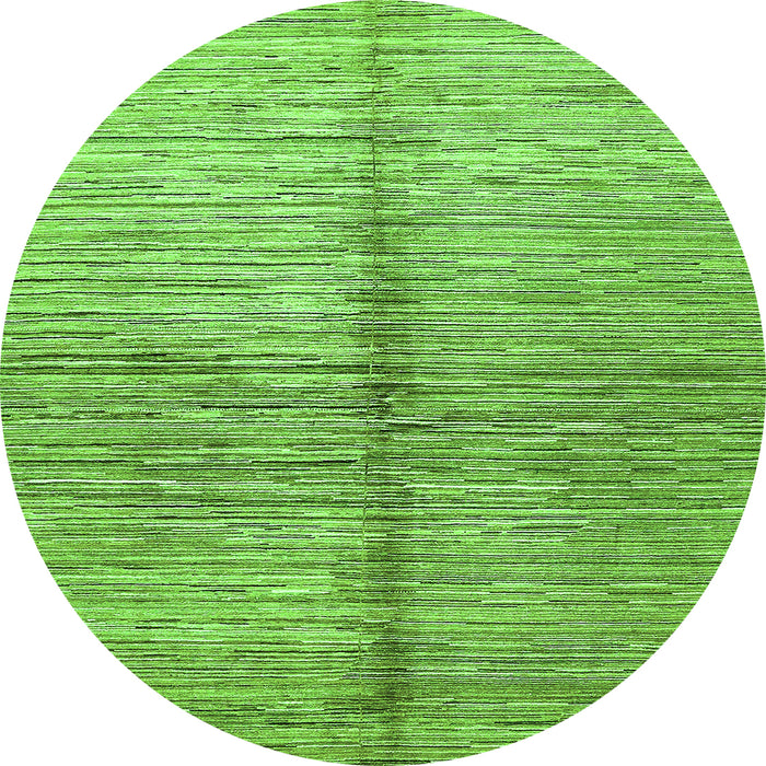Round Machine Washable Abstract Green Modern Area Rugs, wshabs410grn