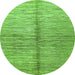 Round Machine Washable Abstract Green Modern Area Rugs, wshabs410grn