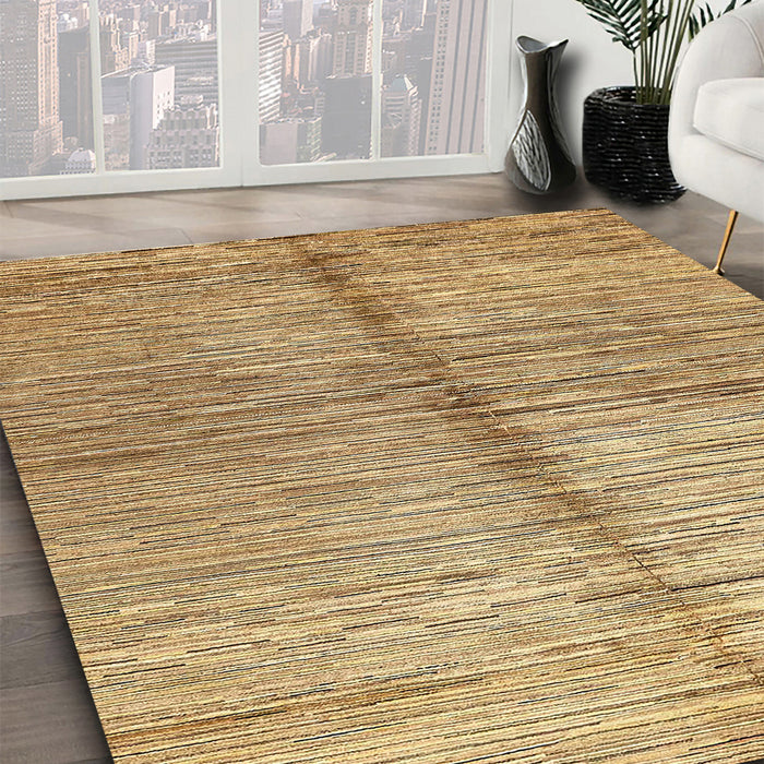 Abstract Chrome Gold Yellow Modern Rug in Family Room, abs410