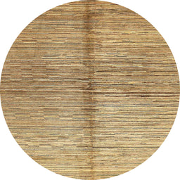 Round Abstract Chrome Gold Yellow Modern Rug, abs410