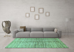 Machine Washable Abstract Turquoise Modern Area Rugs in a Living Room,, wshabs410turq