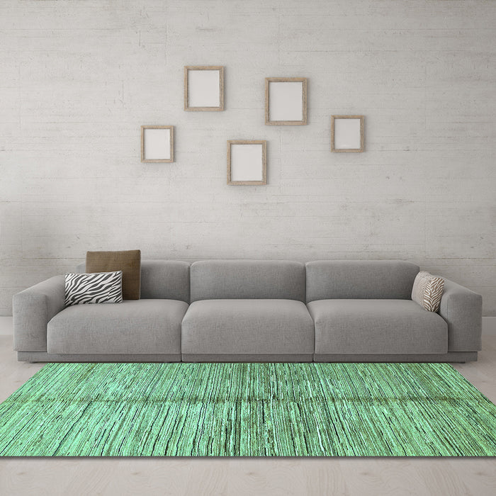 Machine Washable Abstract Turquoise Modern Area Rugs in a Living Room,, wshabs410turq