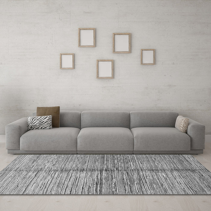 Machine Washable Abstract Gray Modern Rug in a Living Room,, wshabs410gry