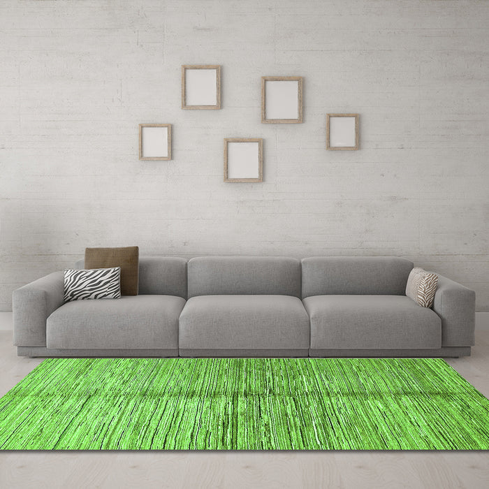Machine Washable Abstract Green Modern Area Rugs in a Living Room,, wshabs410grn